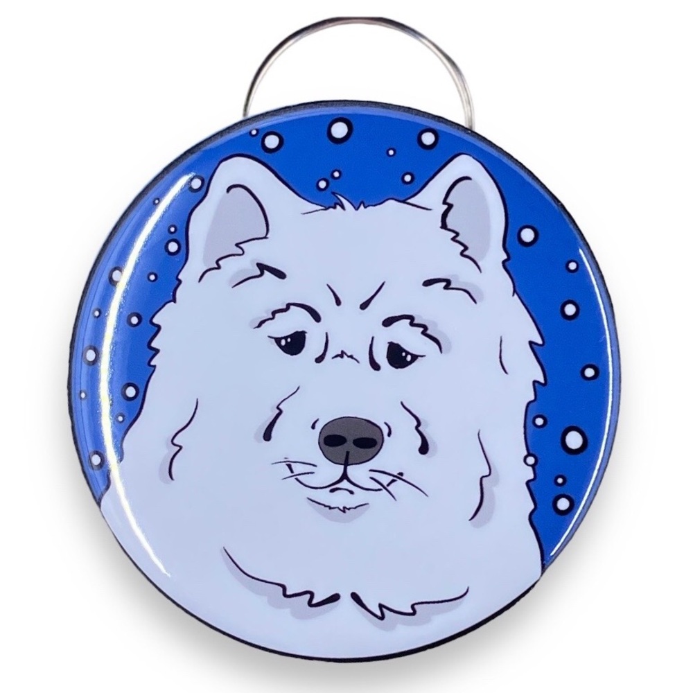 Samoyed Eskimo Dog Bottle Opener Keychain, Handmade Holiday Stocking Stuffer